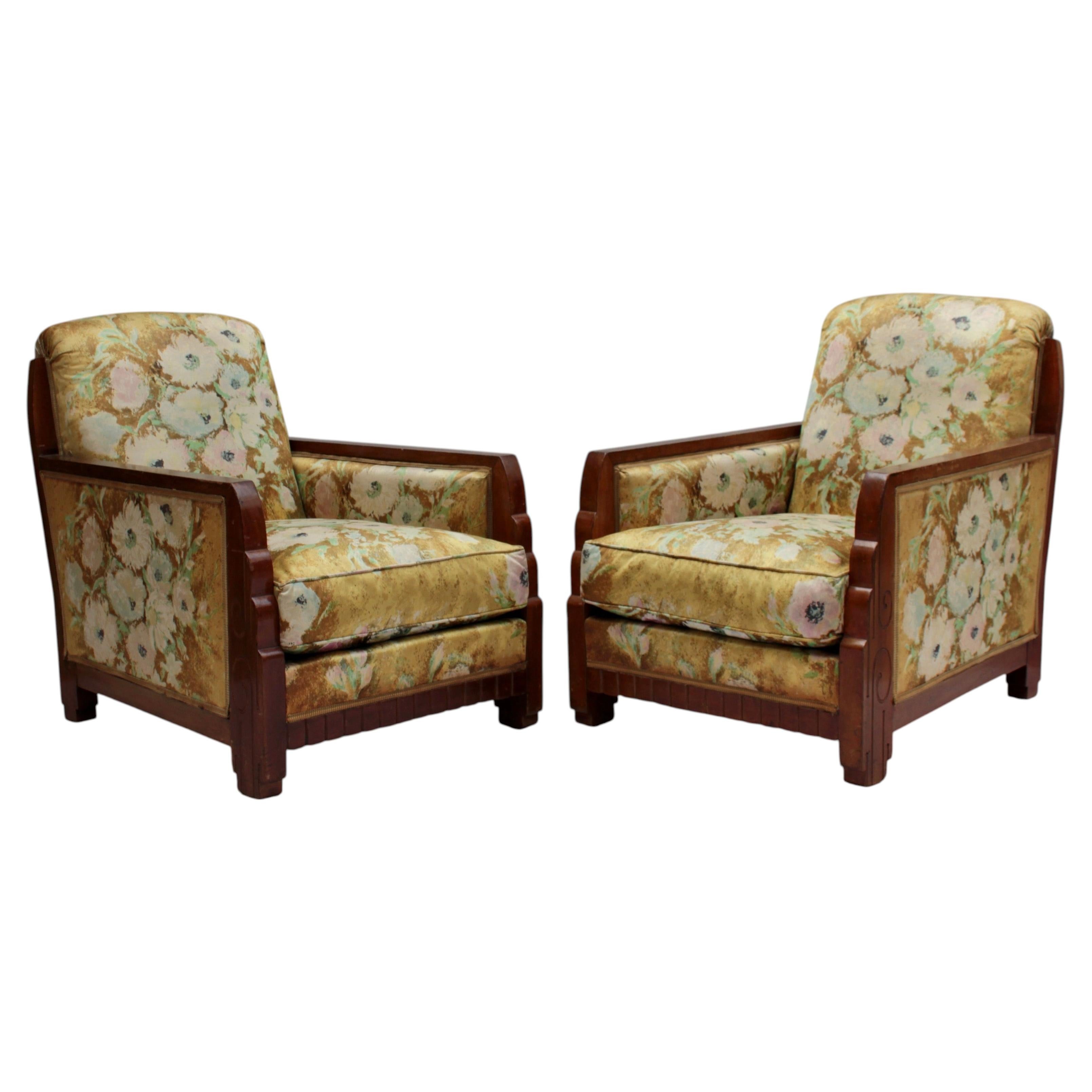 Pair of Fine French 1920's Armchairs att. to Dufrene (matching daybed available) For Sale