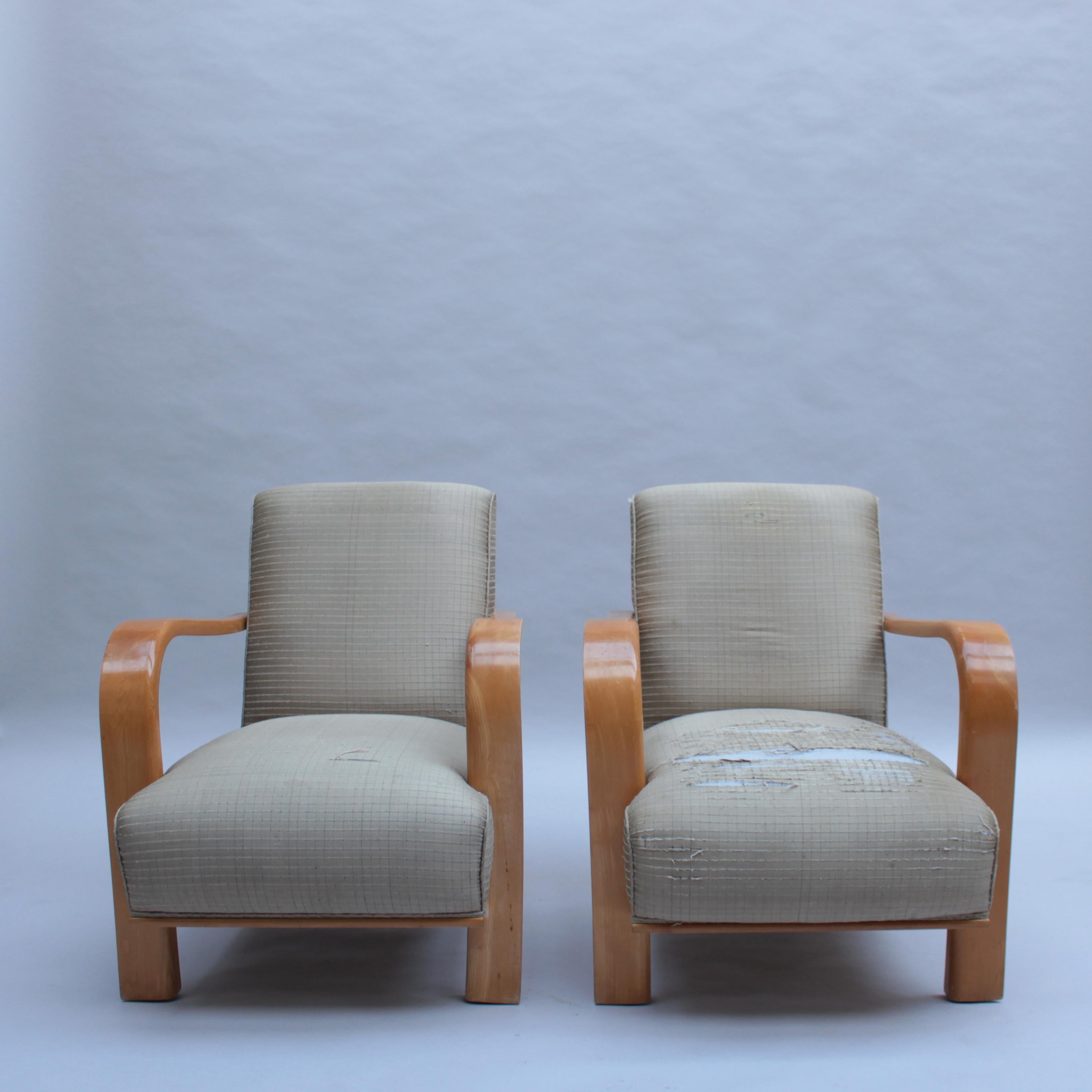 Art Deco Pair of Fine French 1930s Armchairs by Robert Block