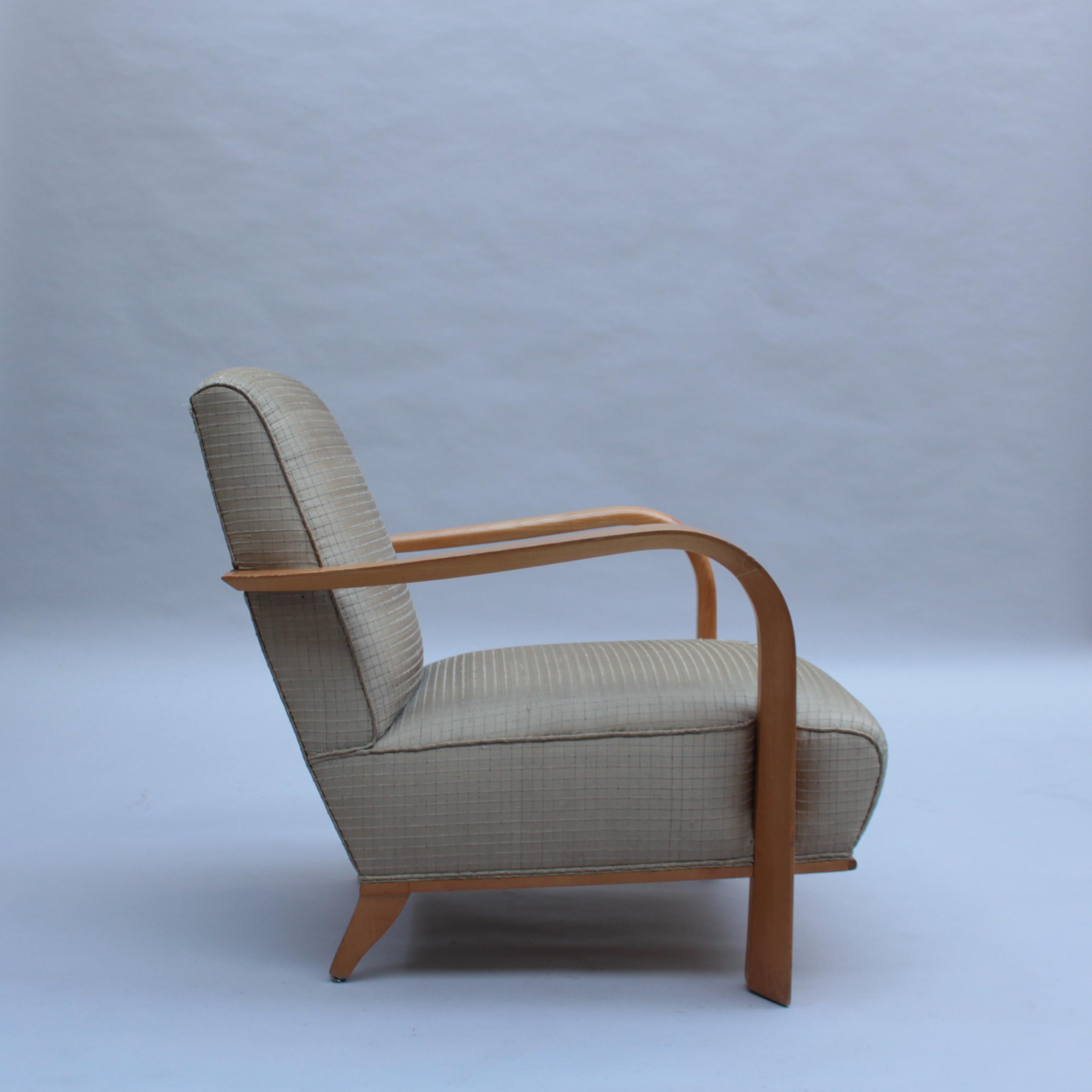 Wood Pair of Fine French 1930s Armchairs by Robert Block