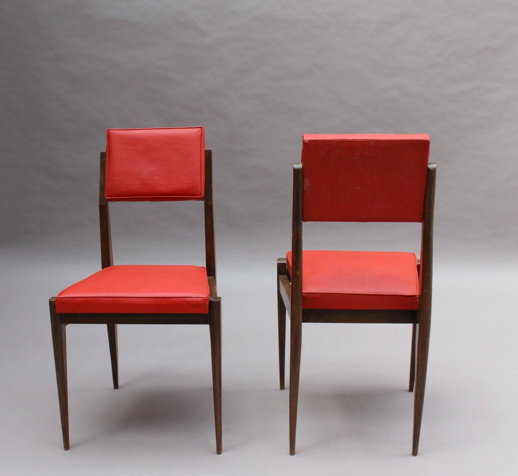 Mid-Century Modern Pair of Fine French 1950s Beech Chairs