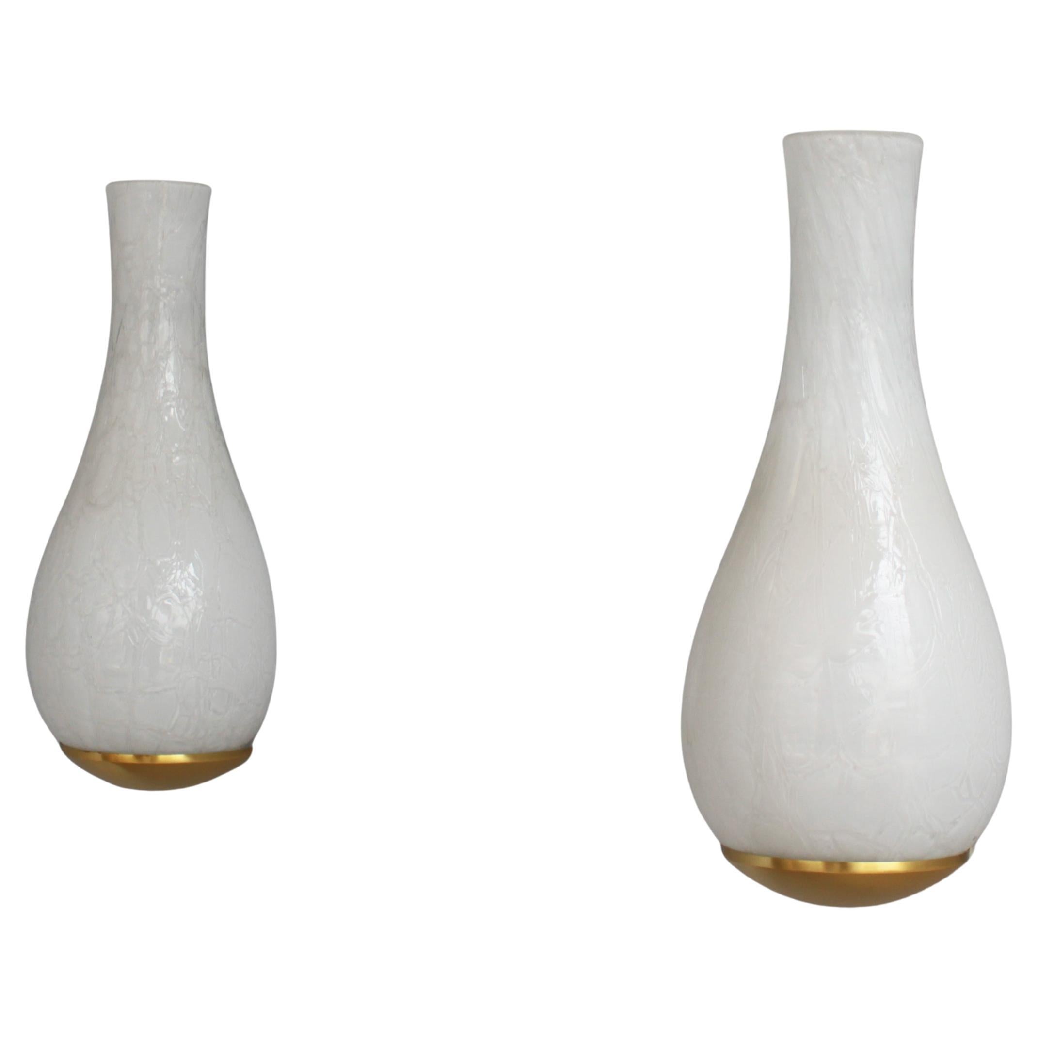Pair of Fine French 1960's White "Craquele" Sconces by Jean Perzel