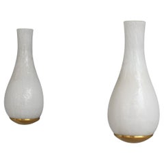Pair of Fine French 1960's White "Craquele" Sconces by Jean Perzel