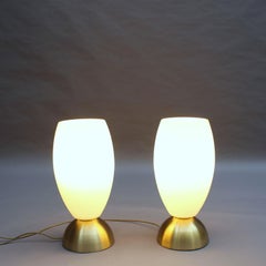 Pair of Fine French Art Deco Brass and Glass Table Lamps by Perzel