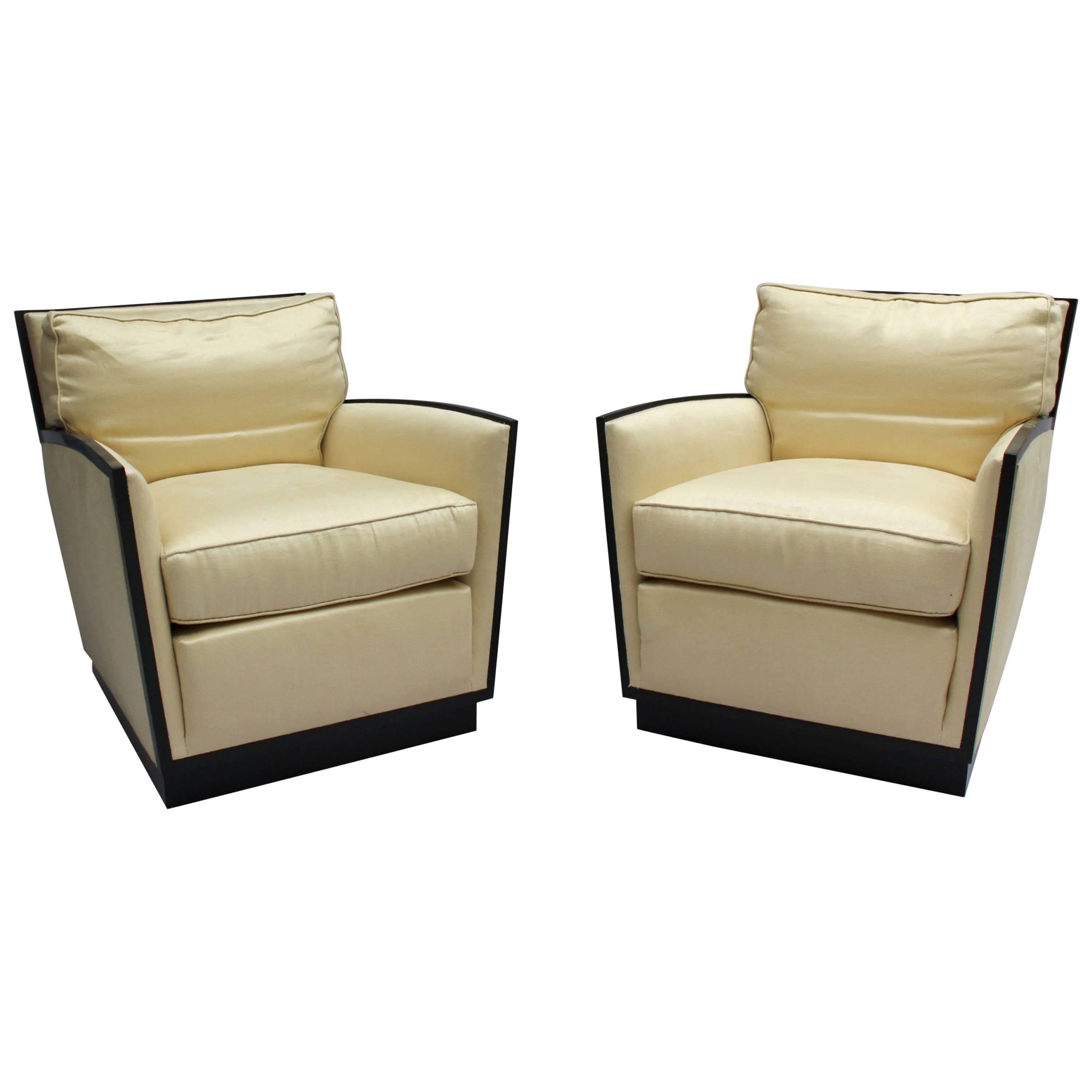 Pair of Fine French Art Deco Club Chairs by Dominique