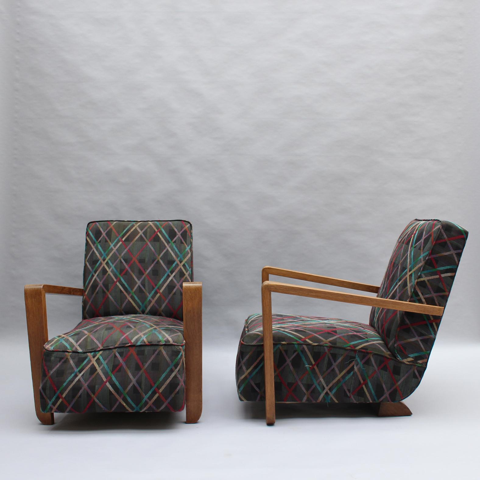 Pair of Fine French Art Deco Club Chairs In Good Condition For Sale In Long Island City, NY