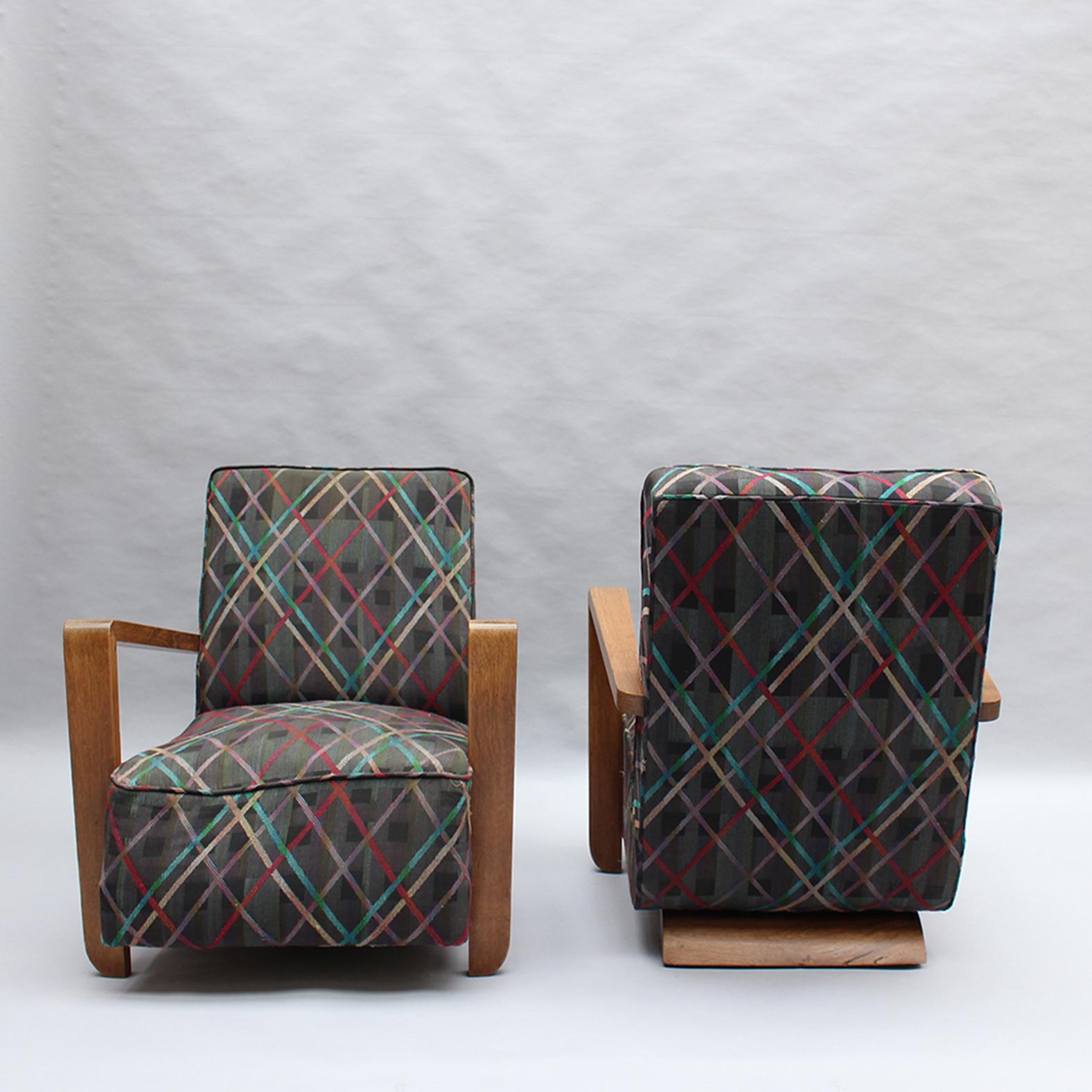 Mid-20th Century Pair of Fine French Art Deco Club Chairs For Sale