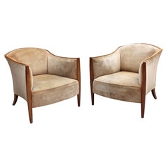 Paire de fauteuils club Art Déco français de qualité