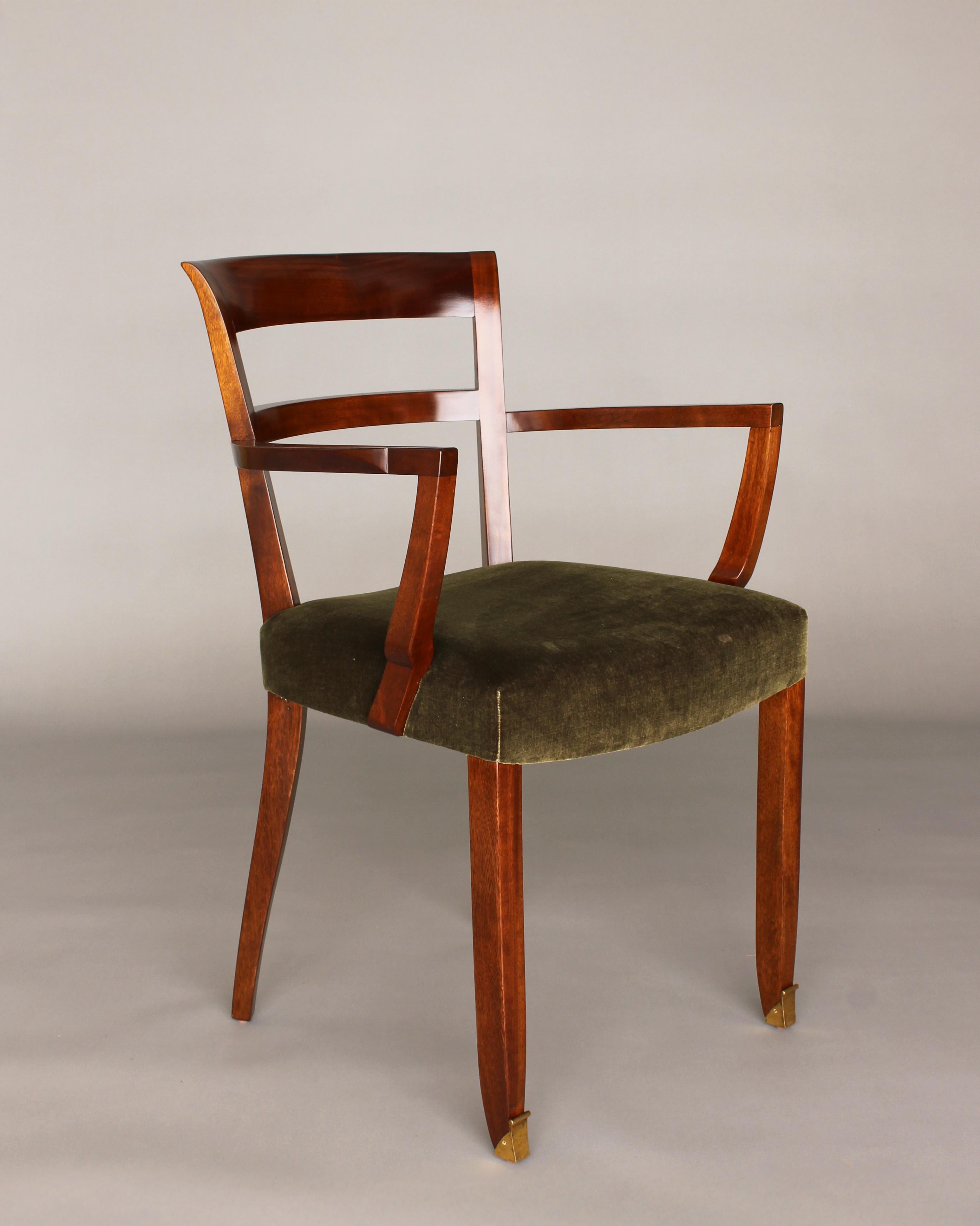 Coppia di poltrone in mogano Art Deco francese di Jules Leleu in vendita 4