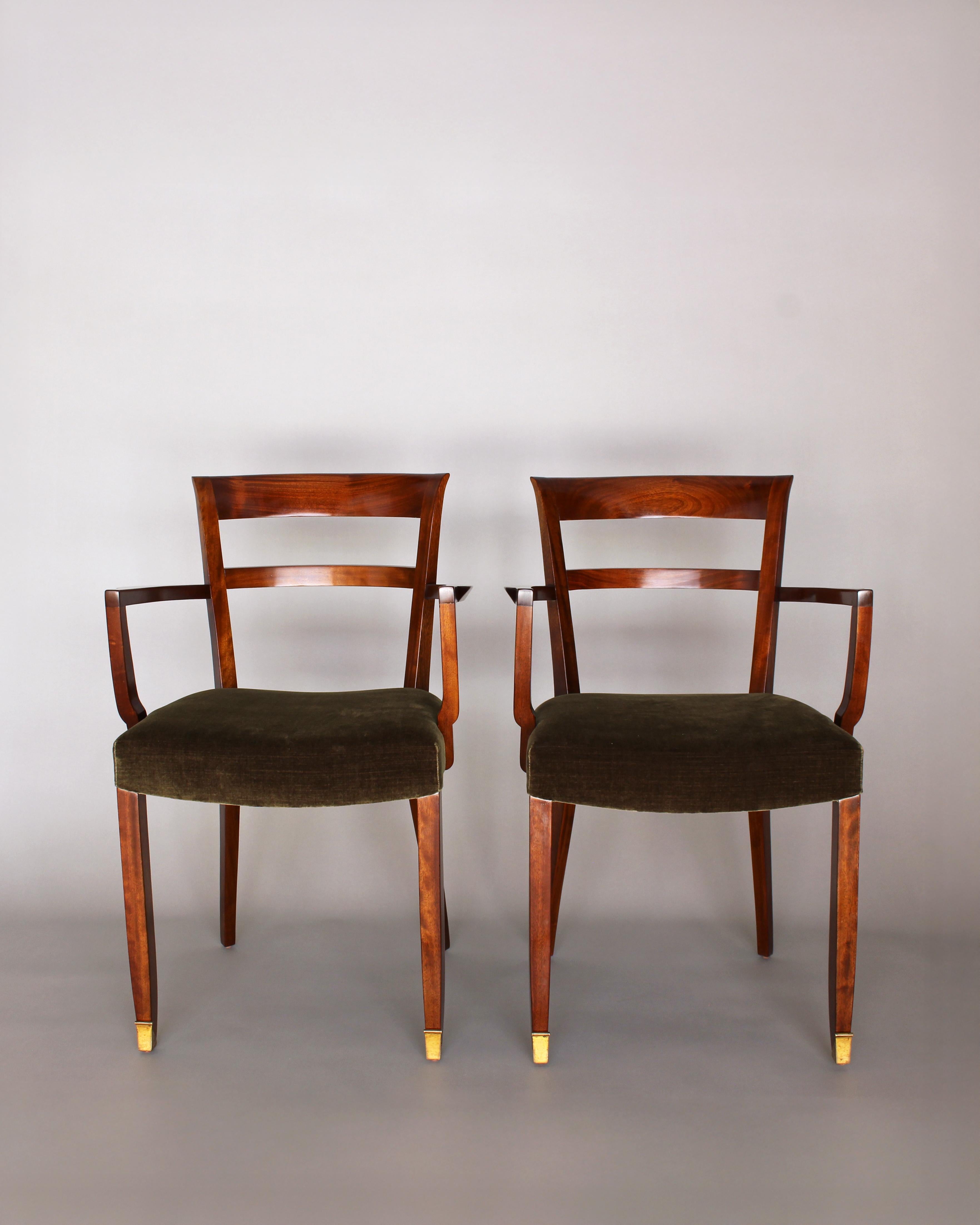Art Déco Coppia di poltrone in mogano Art Deco francese di Jules Leleu in vendita