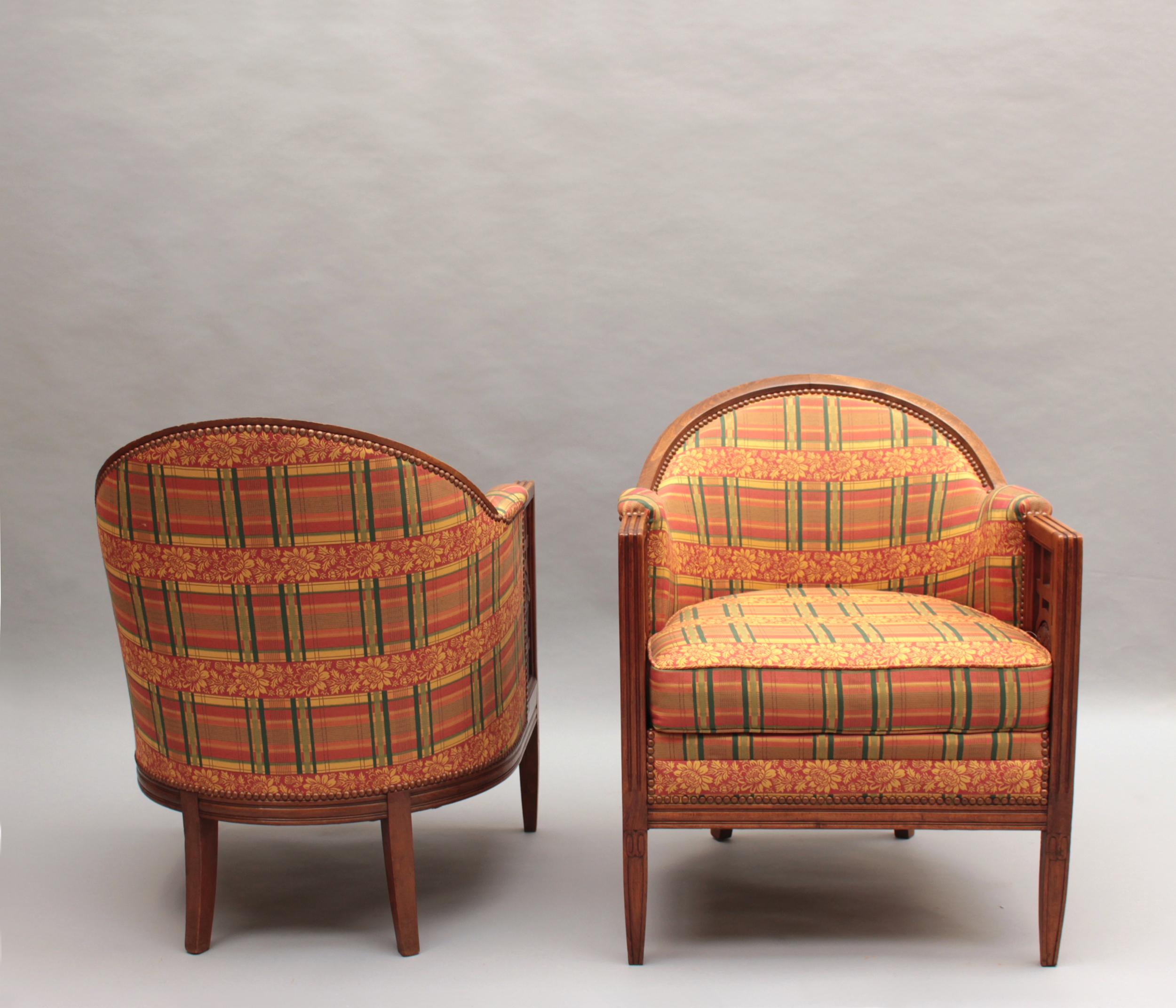 Pair of Fine French Art Deco Mahogany Armchairs by Paul Follot In Good Condition For Sale In Long Island City, NY