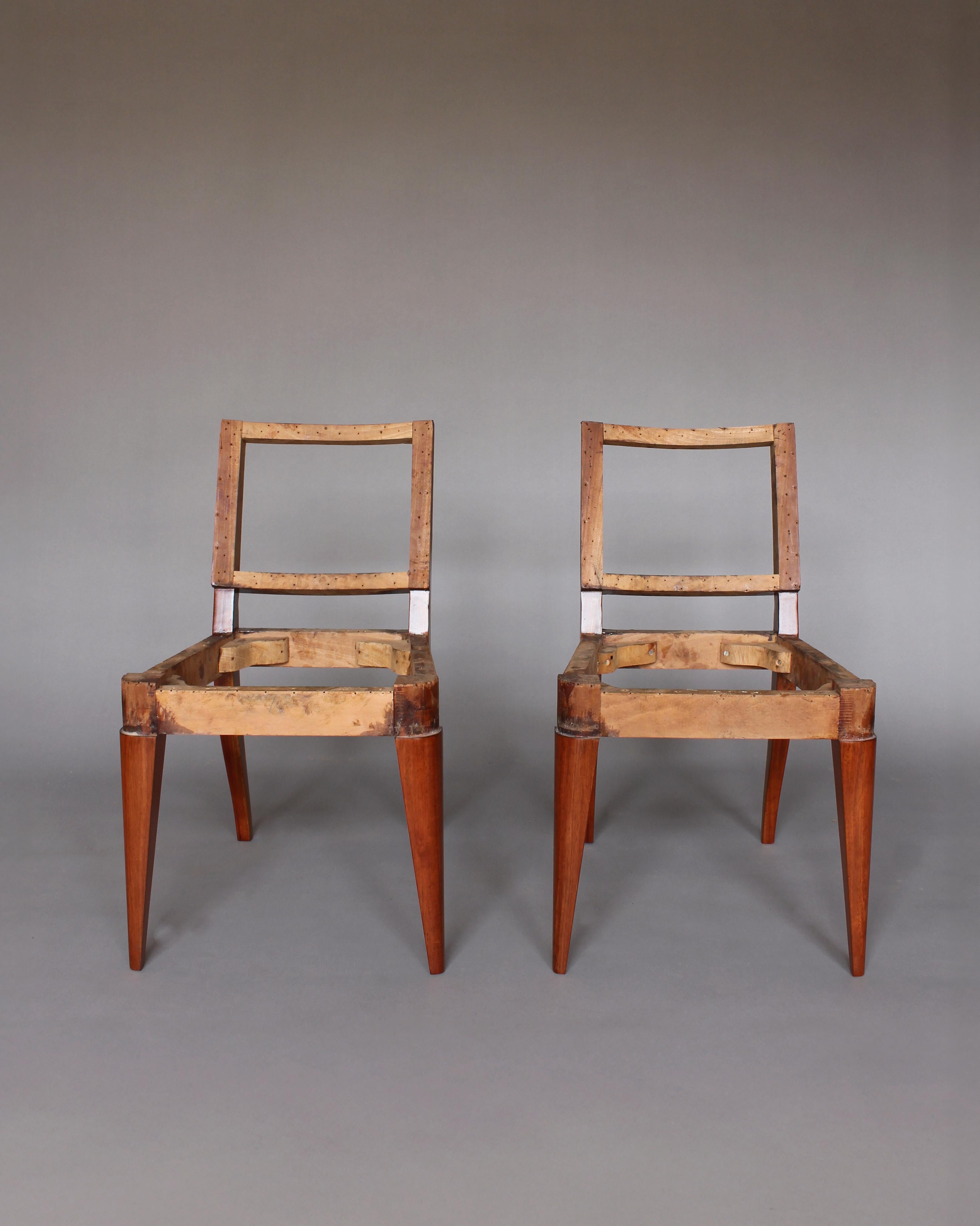 Paire de chaises d'appoint Art Déco françaises en acajou en vente 8