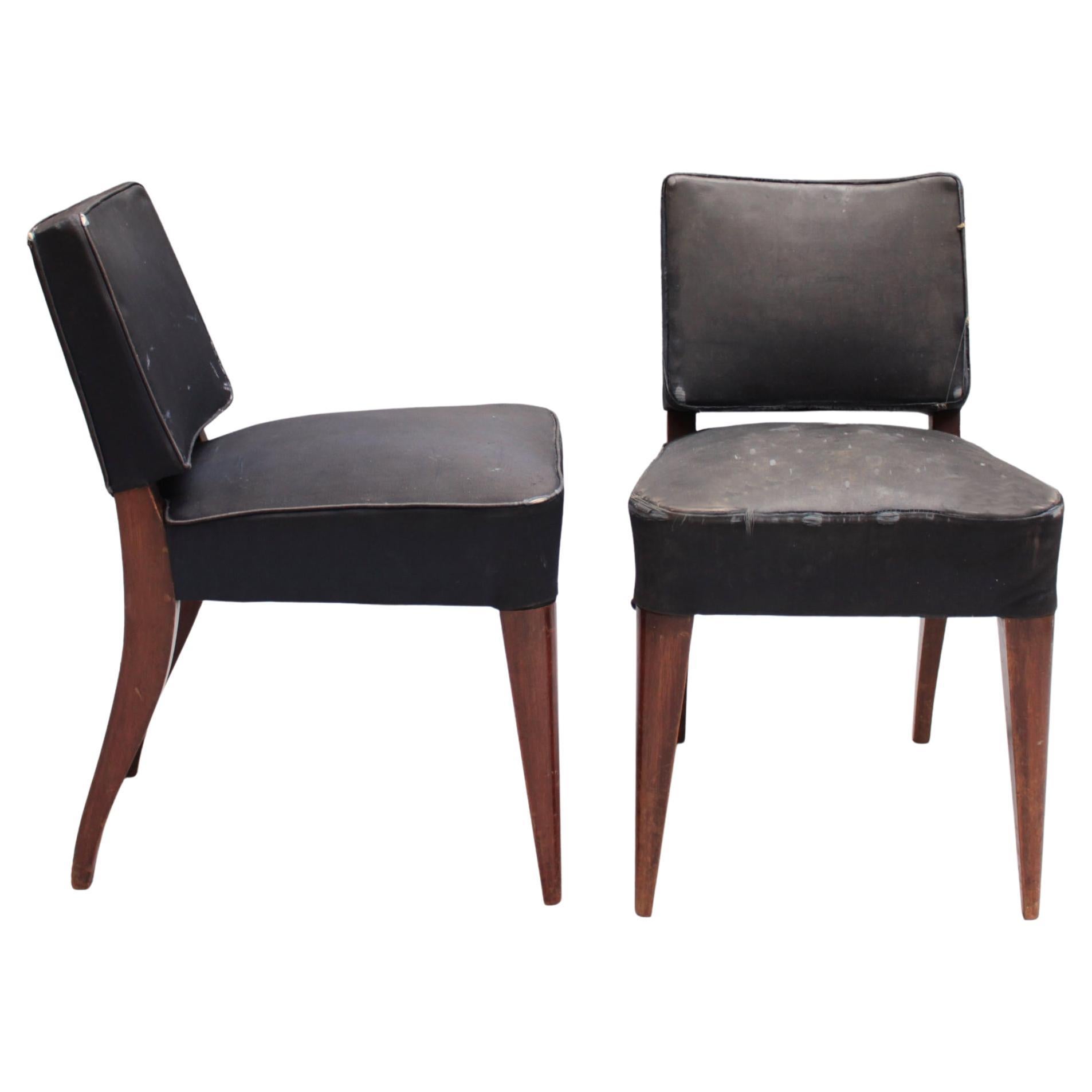 Pair of Fine French Art Deco Mahogany Side Chairs