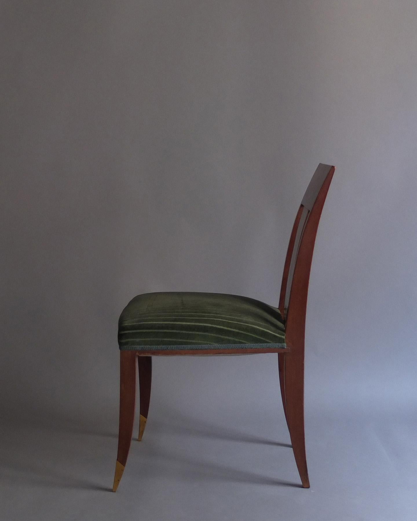 Milieu du XXe siècle Paire de chaises d'appoint Art Déco françaises dans le style d'Alfred Porteneuve en vente