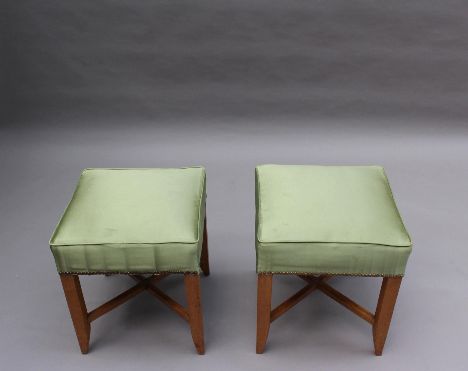 Pair of Fine French Art Deco Stools For Sale 1