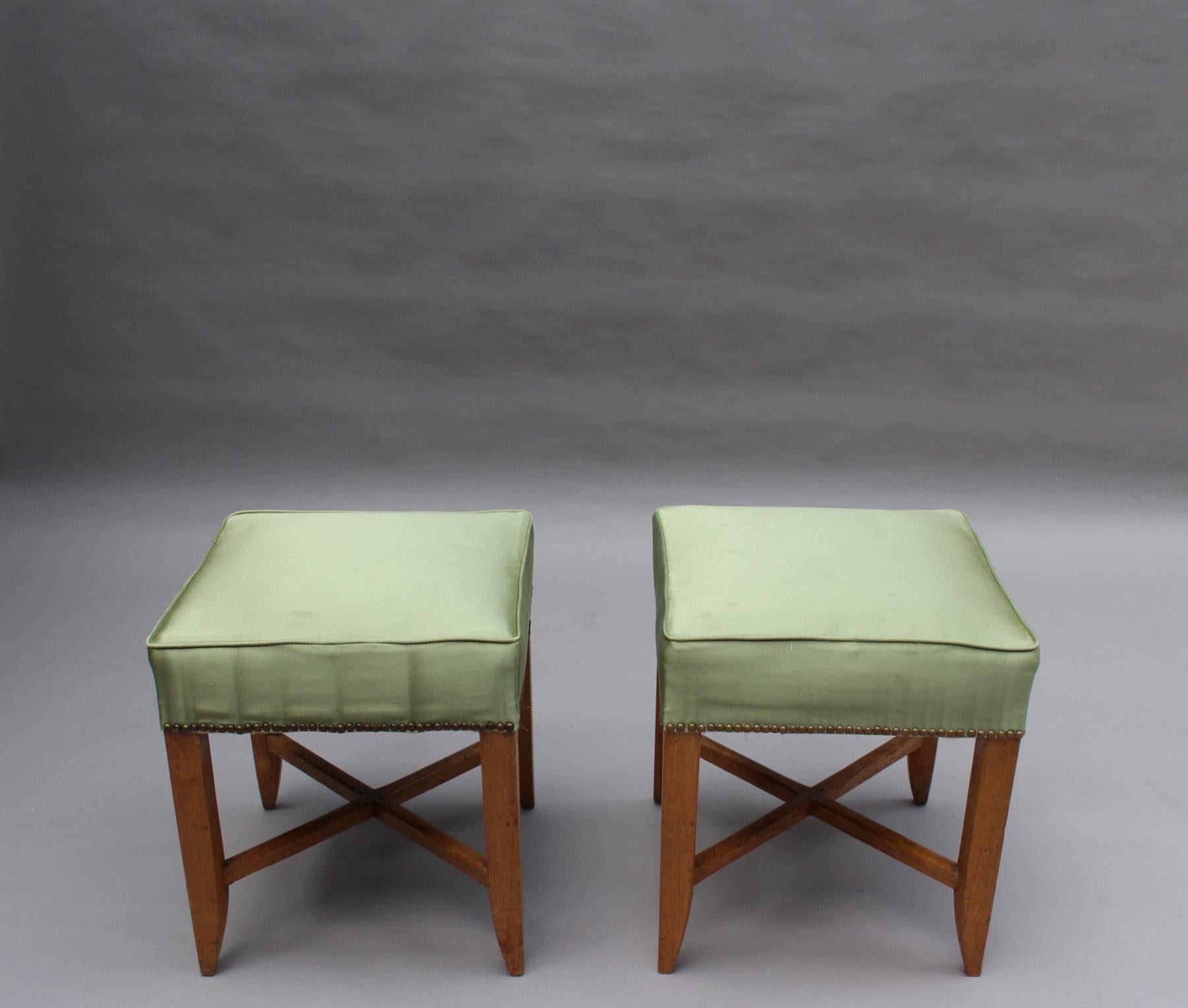 Pair of Fine French Art Deco Stools For Sale 2