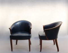 A Pair of Fine French Art Deco Walnut Armchairs by Jules Leleu