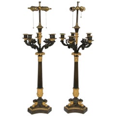 Pair of Fine French Charles X Candelabra Lamps