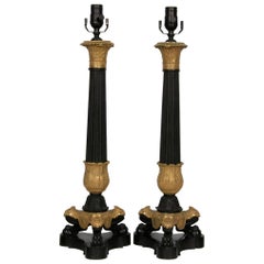 Pair of Fine French Charles X-Gilded Bronze Lamps