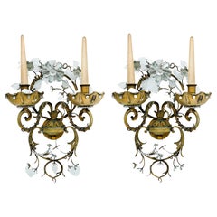 Vintage Pair of Fine French Modern Neoclassical Wall Lights Sconces by Maison Baguès.