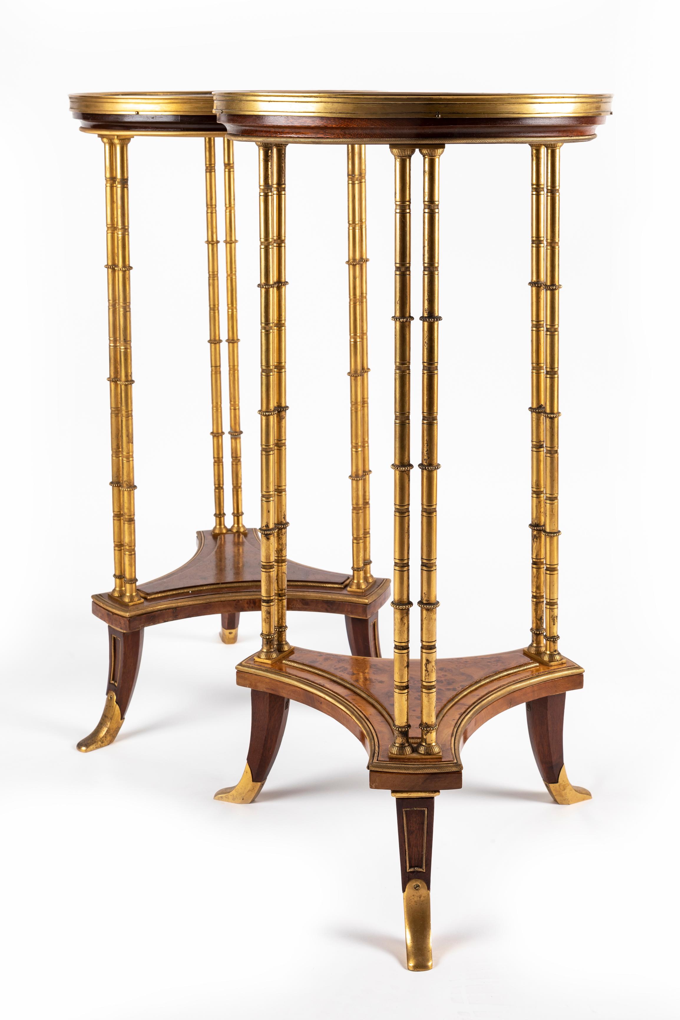 Pair of Fine French Neoclassical Style SIde Tables in manner of Adam Weisweiler In Good Condition For Sale In New York, NY