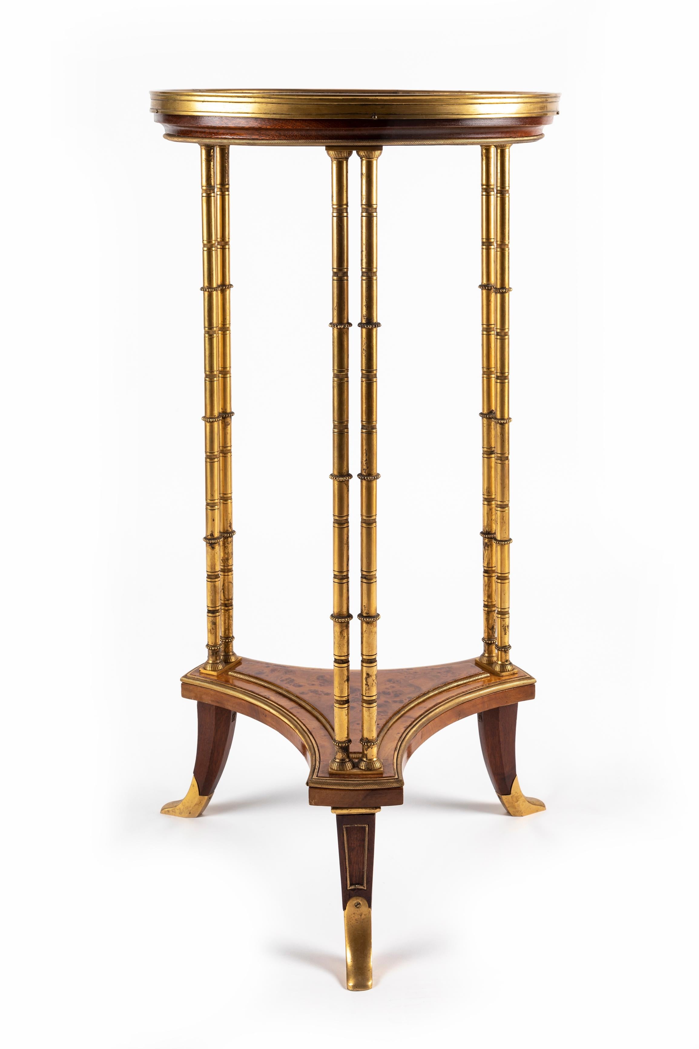 Bronze Pair of Fine French Neoclassical Style SIde Tables in manner of Adam Weisweiler For Sale