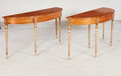Pair of Fine Georgian Demi-Elliptical Satinwood Consoles