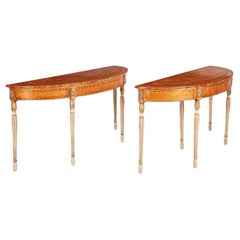 Pair of Fine Georgian Demi-Elliptical Satinwood Consoles
