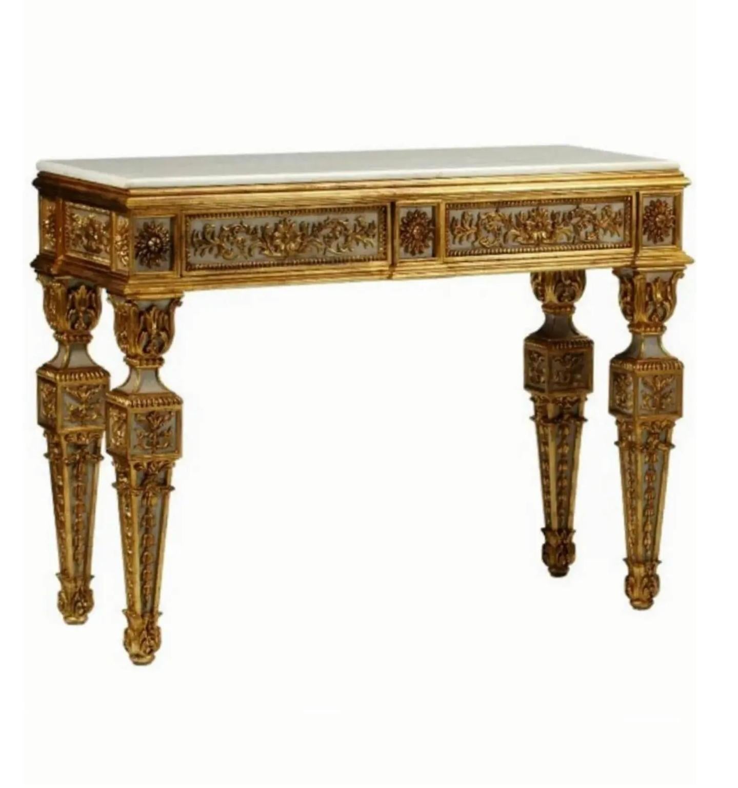 20th Century Pair of Fine Italian Neoclassical 18th Century Style Large Console Tables For Sale