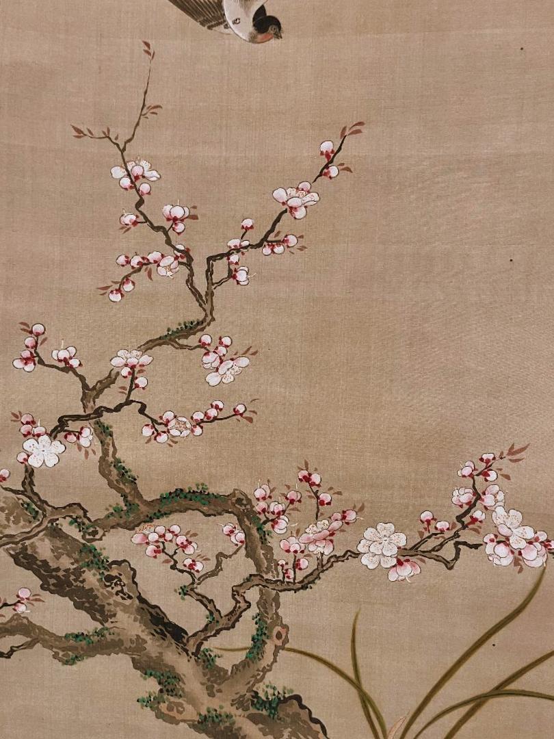 Pair of Fine Japanese Scroll Paintings with Birds and Flowers For Sale ...