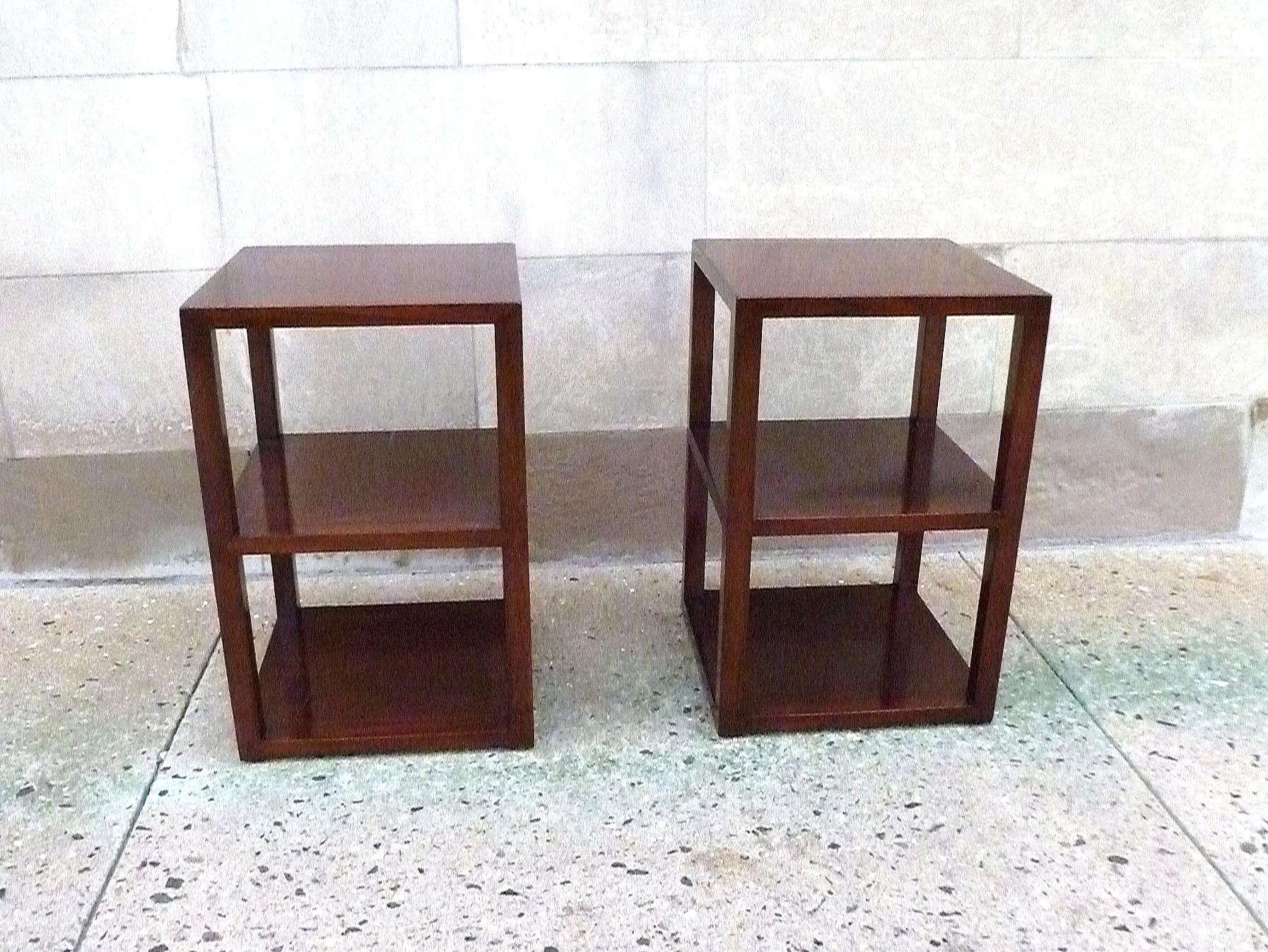 Polished Pair of Fine Jumu End Tables