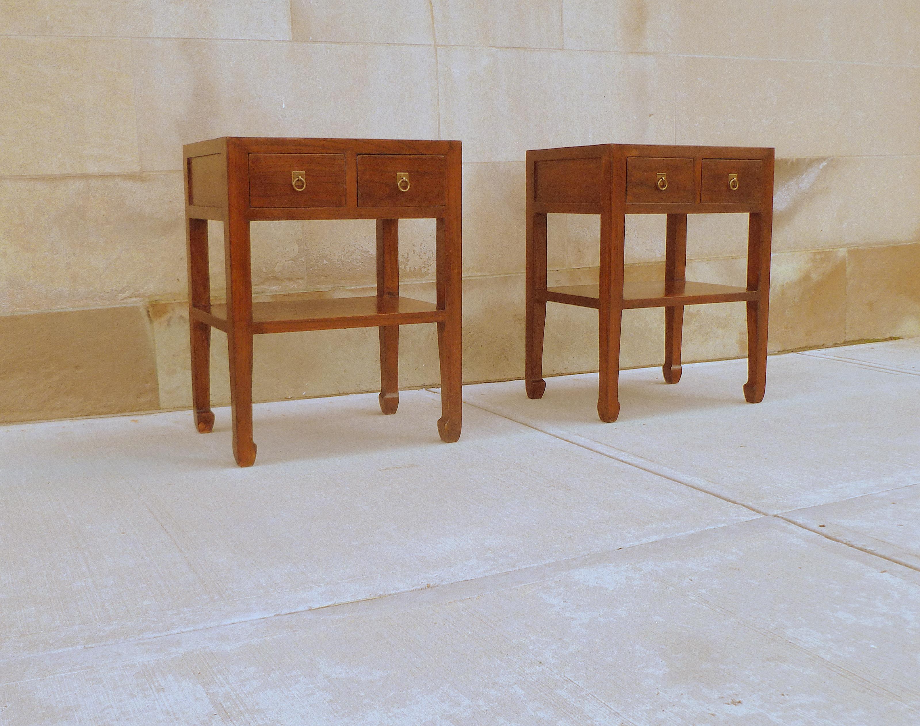Pair of Fine Jumu End Tables with Drawers In Excellent Condition In Greenwich, CT