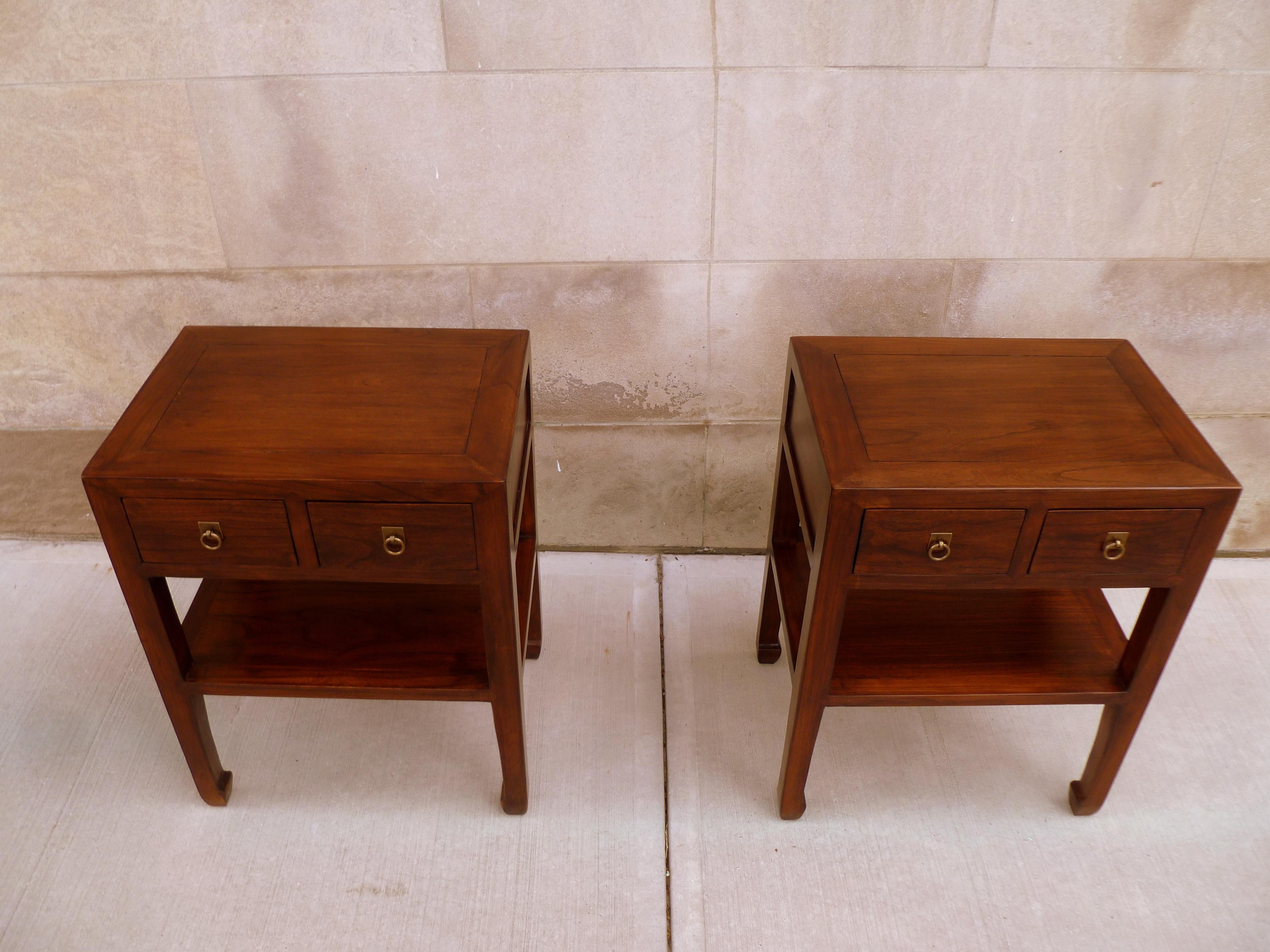 20th Century Pair of Fine Jumu End Tables with Drawers
