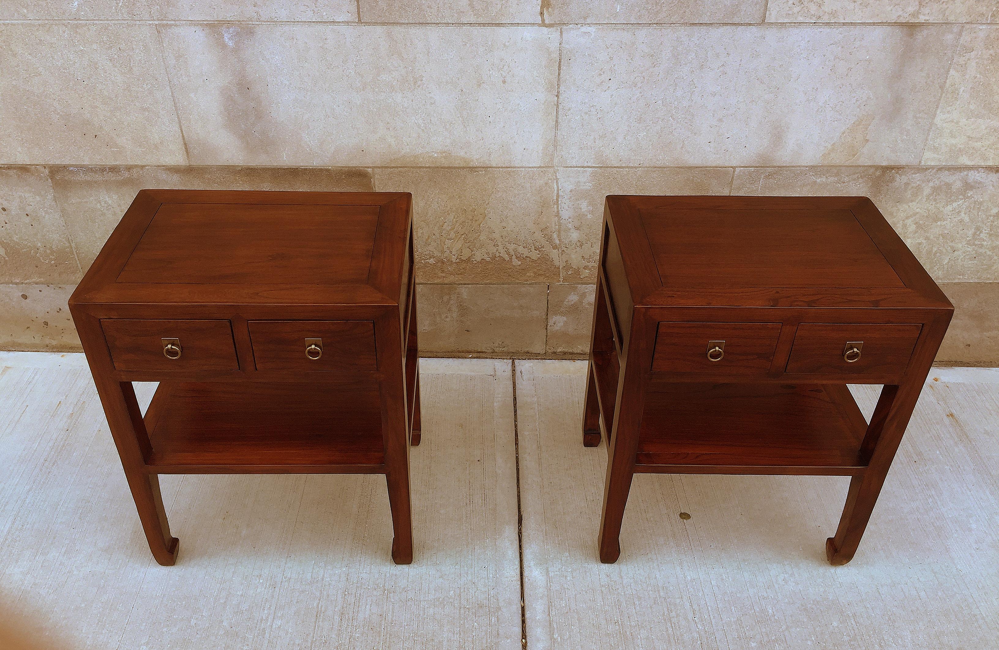 Pair of Fine Jumu End Tables with Drawers 1