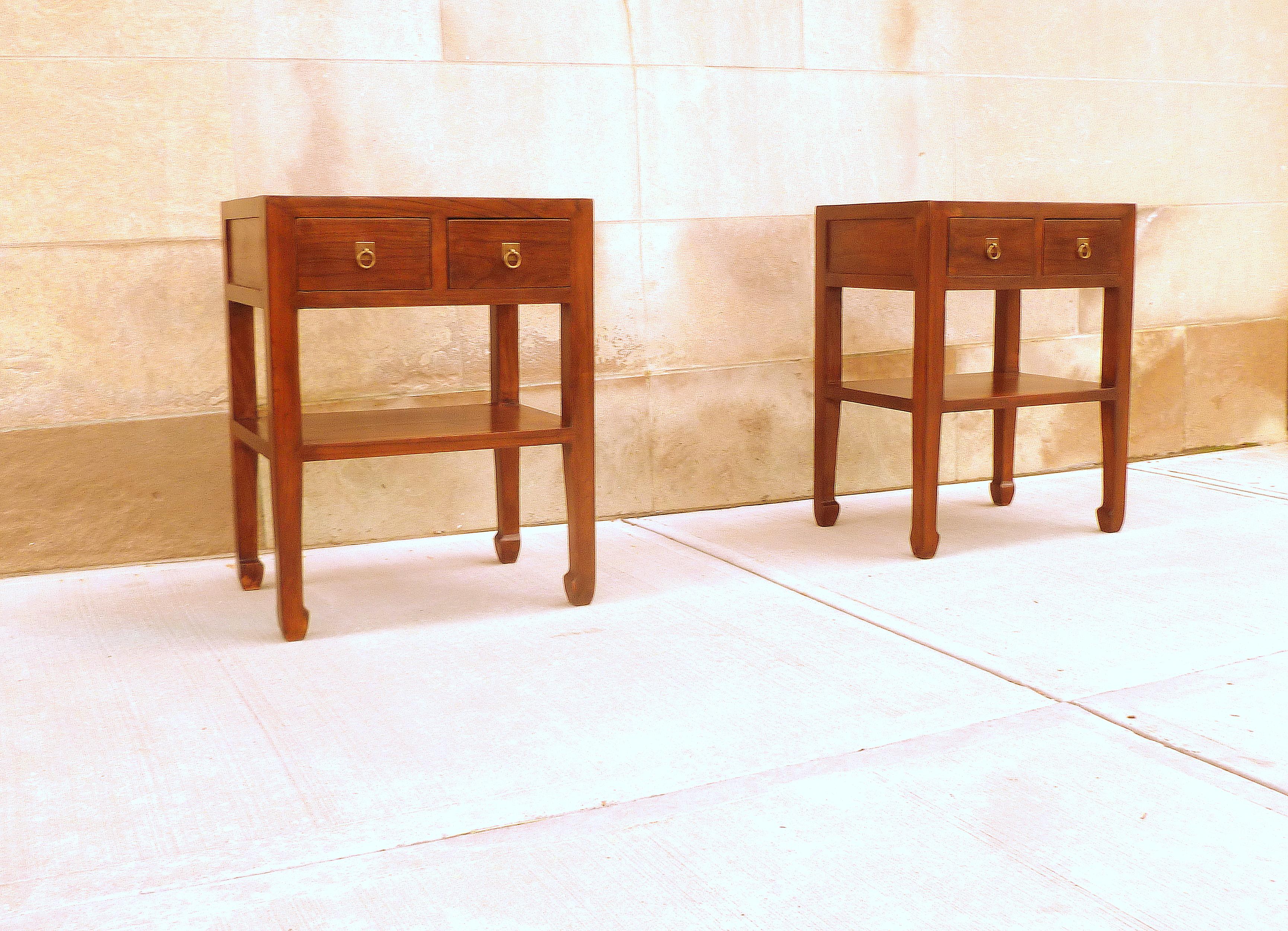 Pair of Fine Jumu End Tables with Drawers 1