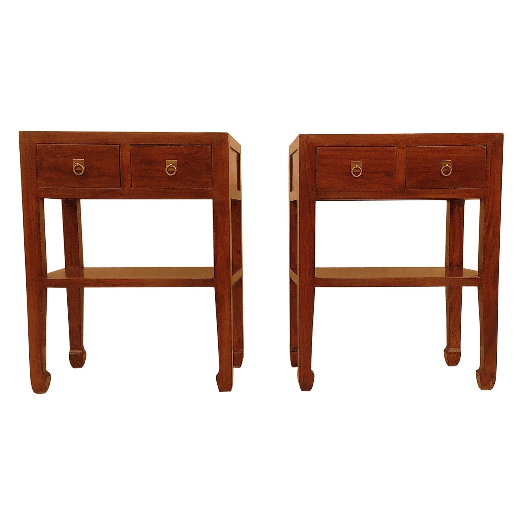 Pair of Fine Jumu End Tables with Drawers