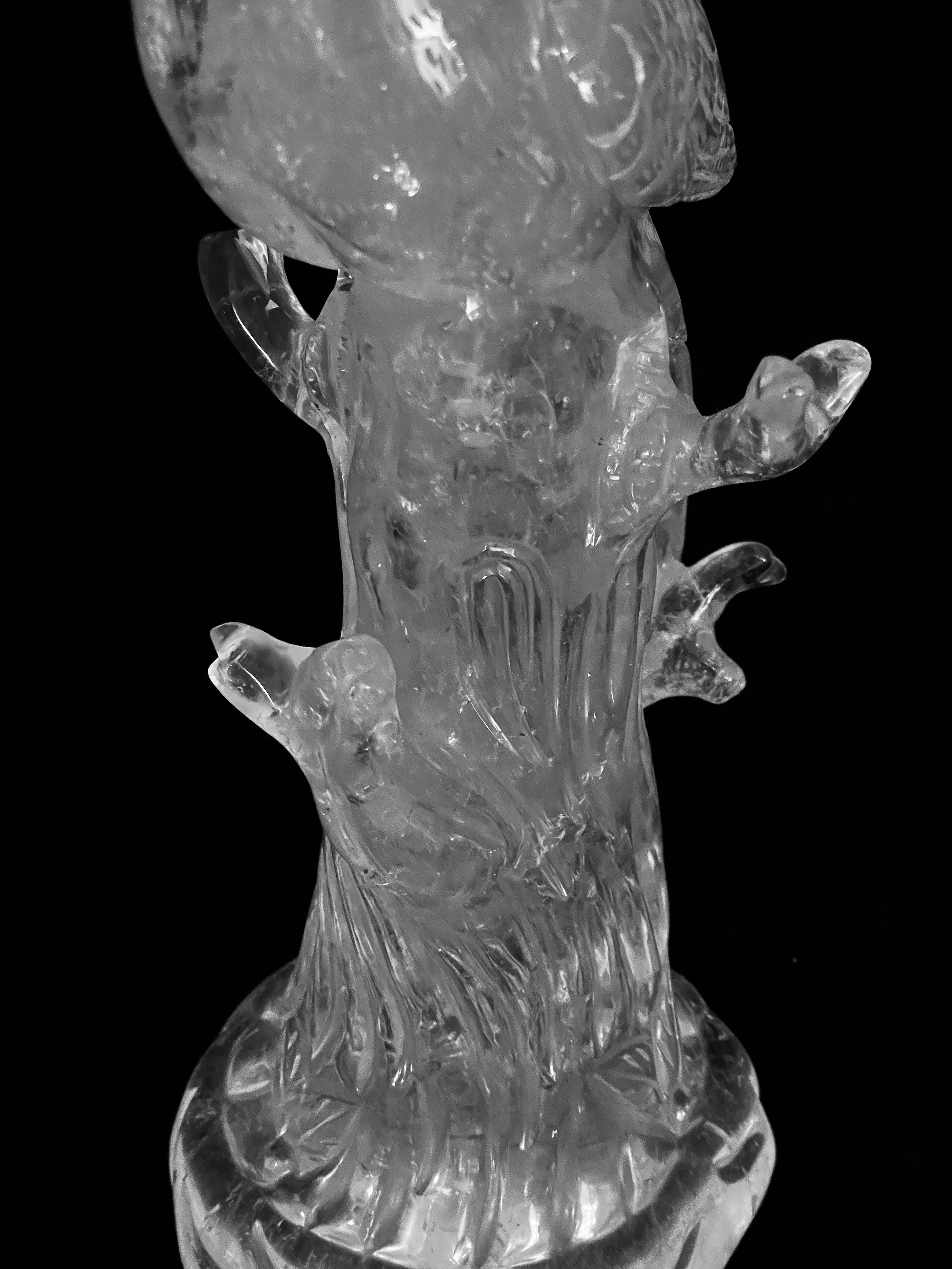 Pair of Fine Large Carved Rock Crystal parrots For Sale 7