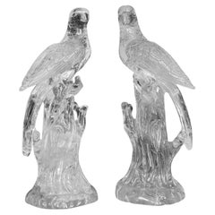 Pair of Fine Large Carved Rock Crystal parrots