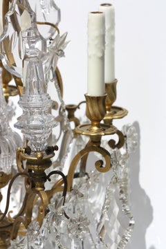 Pair of Fine Louis XV Style Gilt Bronze and Cut-Glass Eight-Light Girondoles