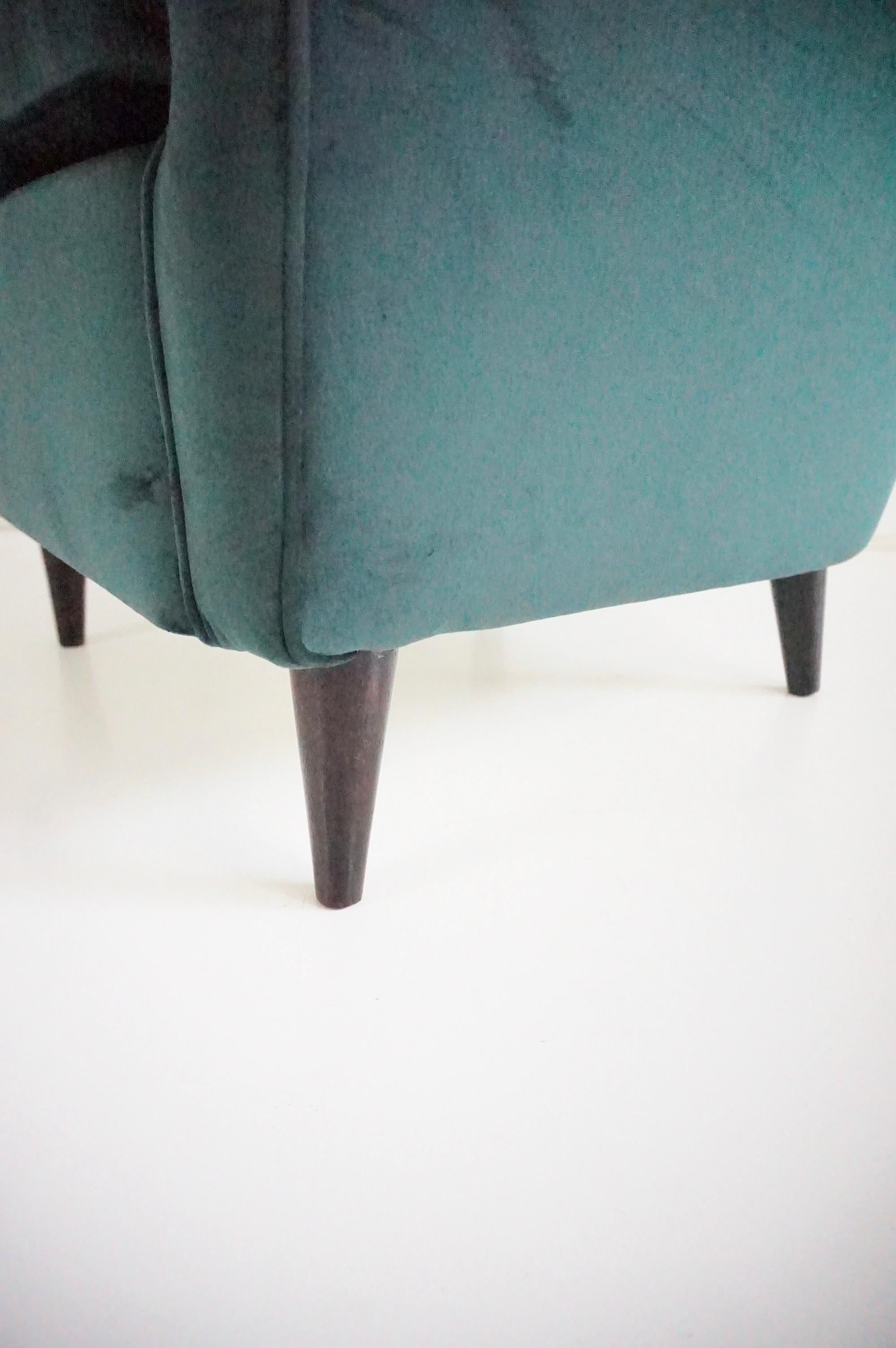par de finos sillones de terciopelo verde bosque de Maurizio Tempestini, Florencia, 1938 en venta 10