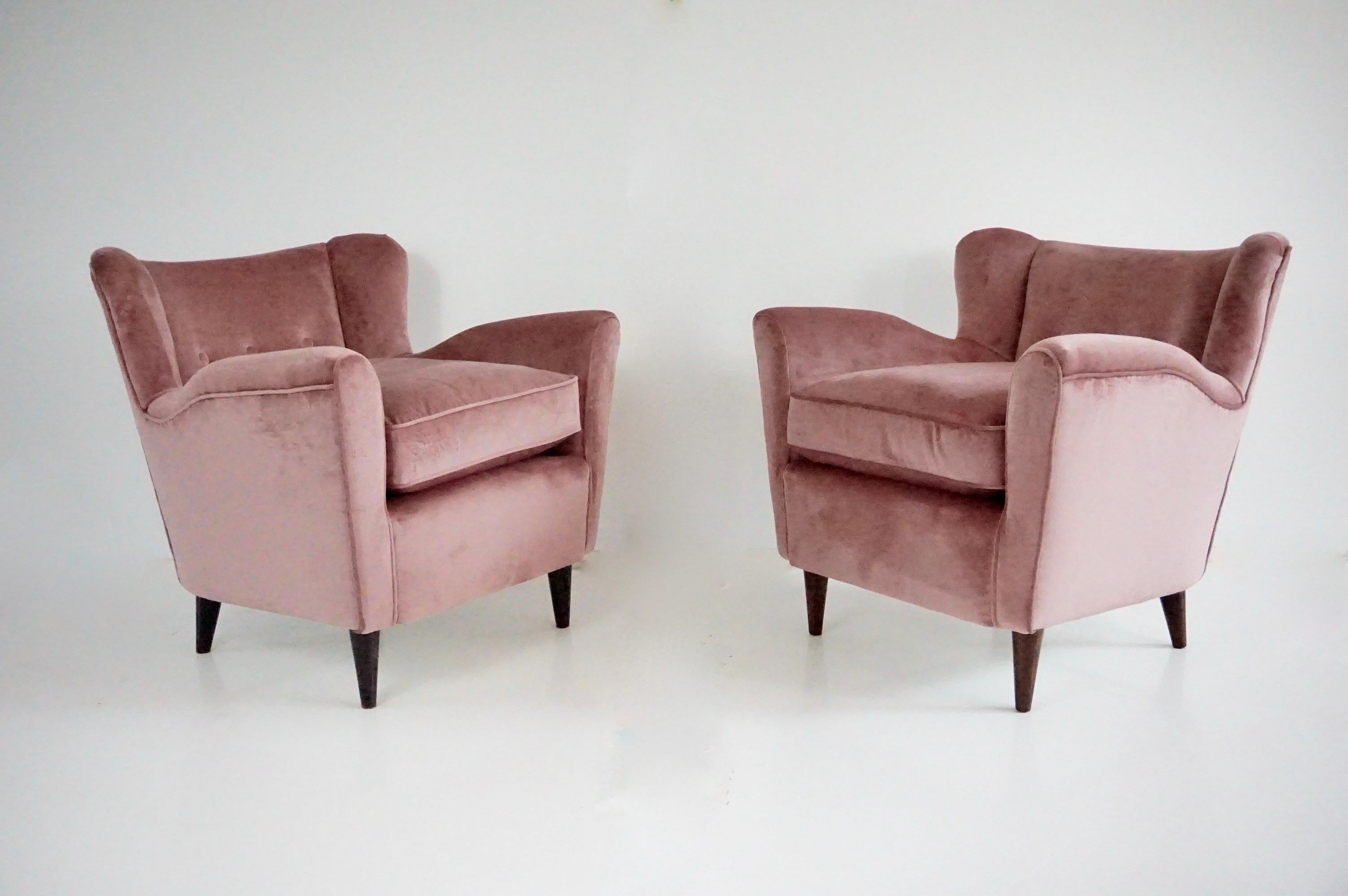par de finos sillones de terciopelo verde bosque de Maurizio Tempestini, Florencia, 1938 en venta 13