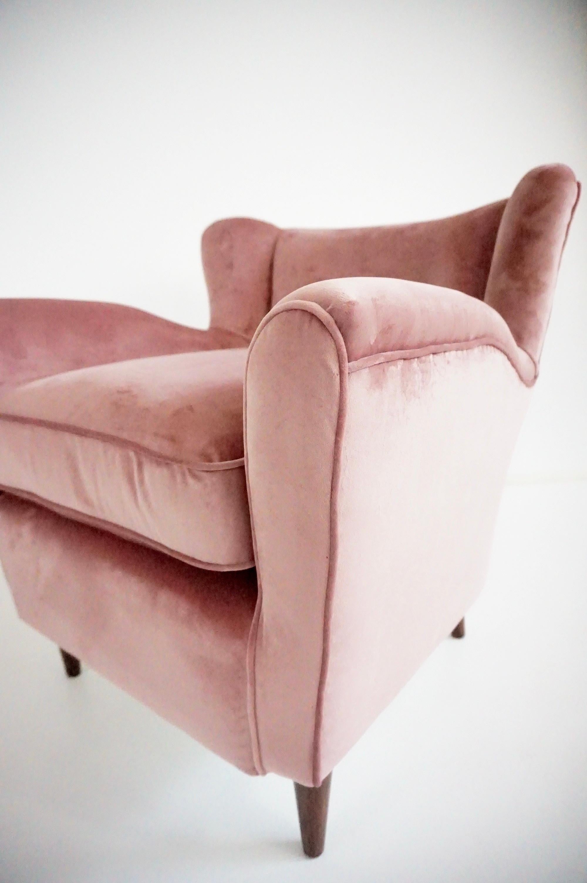 Paar feine Maurizio Tempestini alte Rose  Samt-Sessel, Florenz, 1938 im Angebot 5