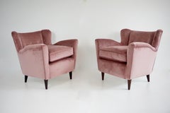pair of fine Maurizio Tempestini old rose  velvet armchairs, Florence, 1938