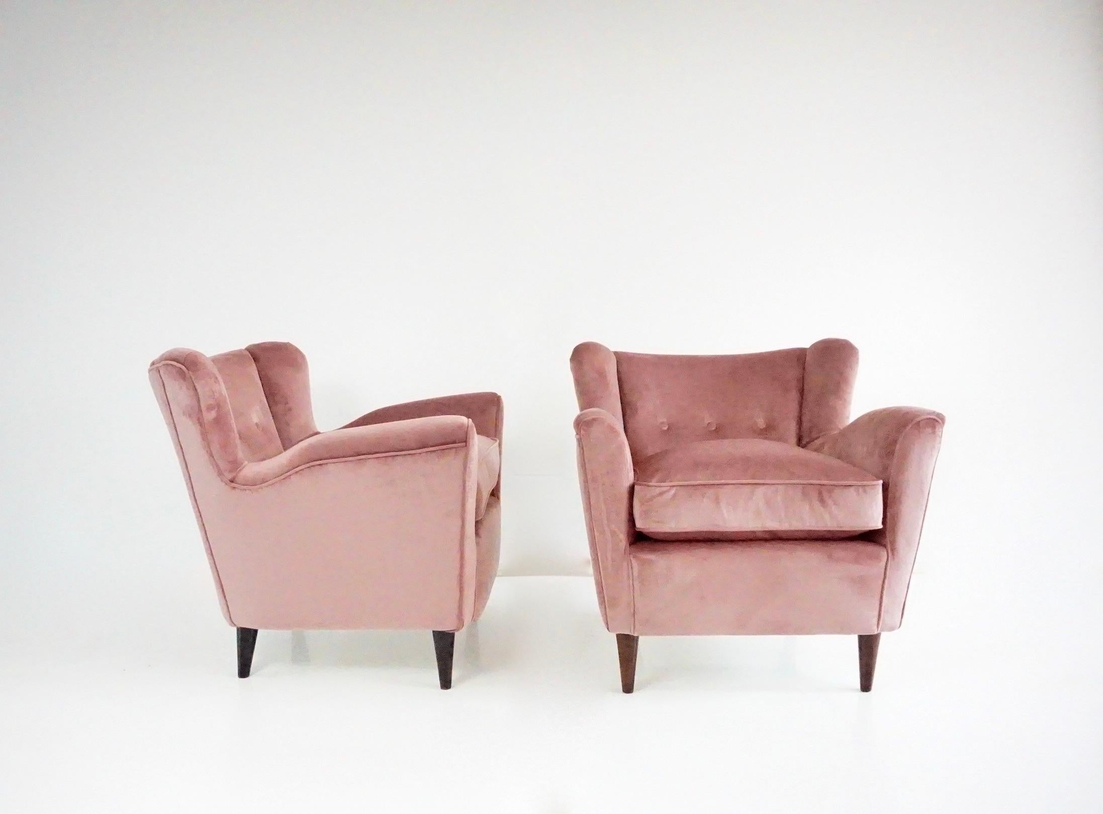 Paar feine Maurizio Tempestini alte Rose  Samt-Sessel, Florenz, 1938 im Zustand „Gut“ im Angebot in Rome, IT