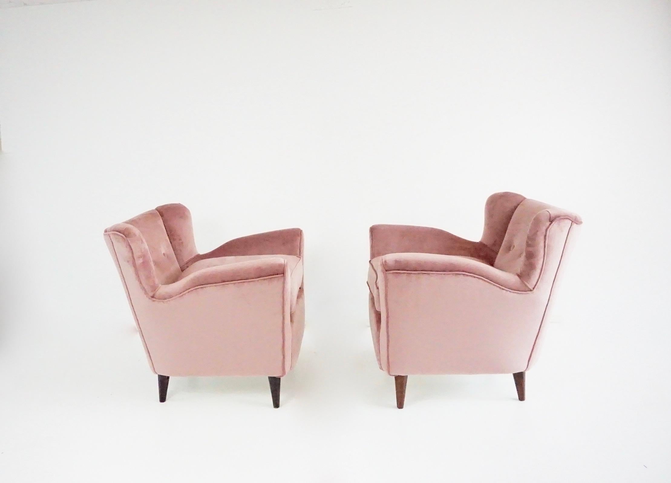 Paar feine Maurizio Tempestini alte Rose  Samt-Sessel, Florenz, 1938 im Angebot 1