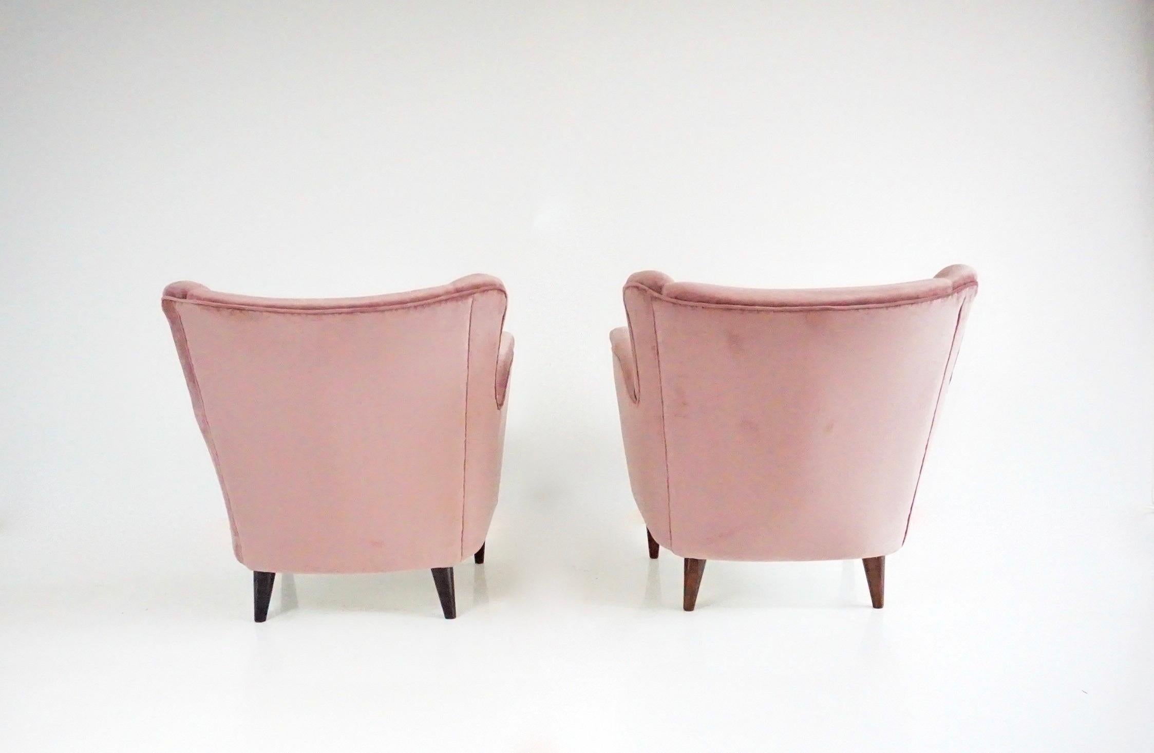 Paar feine Maurizio Tempestini alte Rose  Samt-Sessel, Florenz, 1938 im Angebot 2