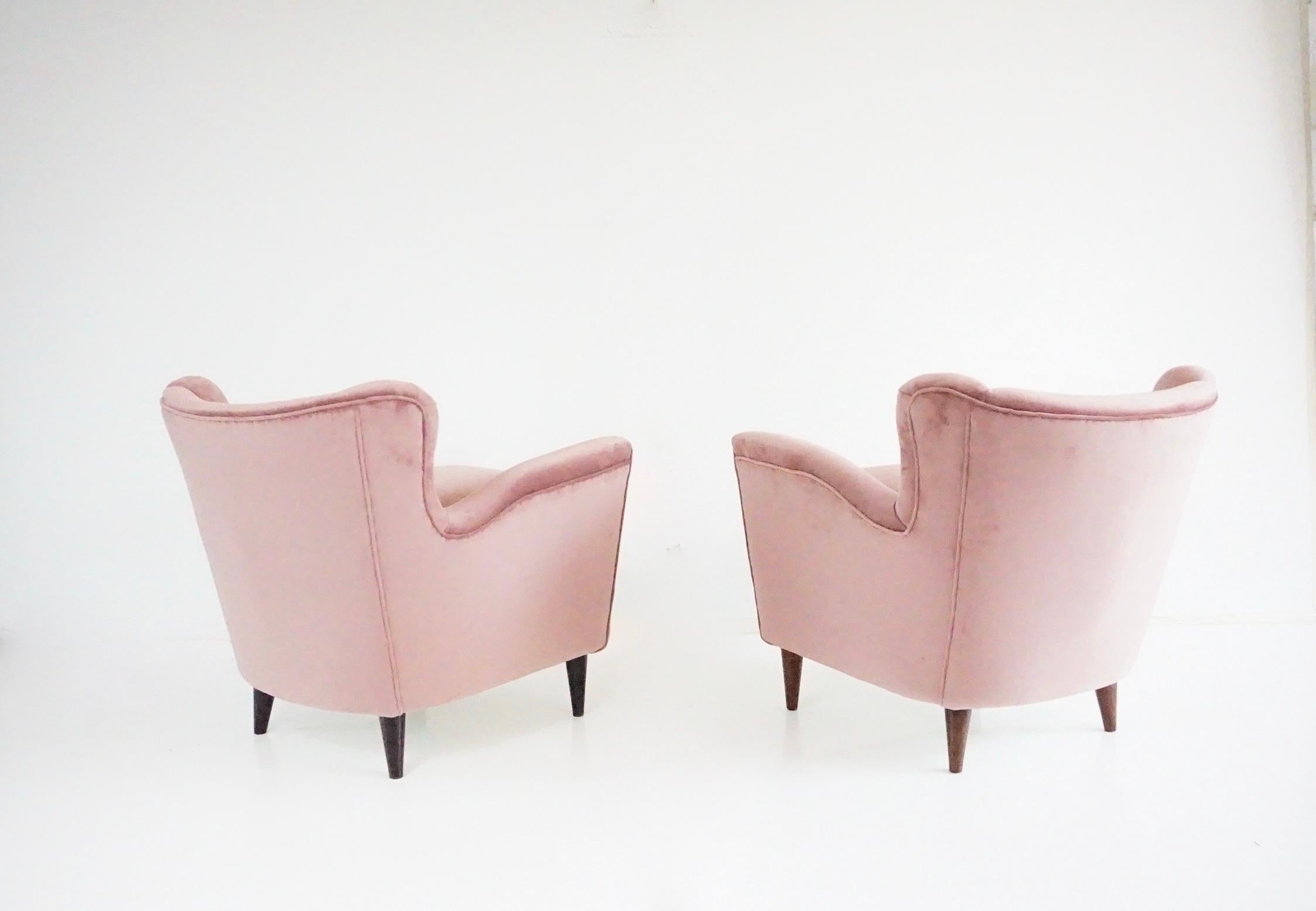 Paar feine Maurizio Tempestini alte Rose  Samt-Sessel, Florenz, 1938 im Angebot 3