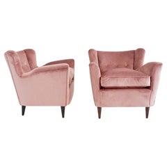 Paar feine Maurizio Tempestini alte Rose  Samt-Sessel, Florenz, 1938