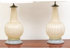 Pair of Fine Murano Gilt Glass Table Lamps