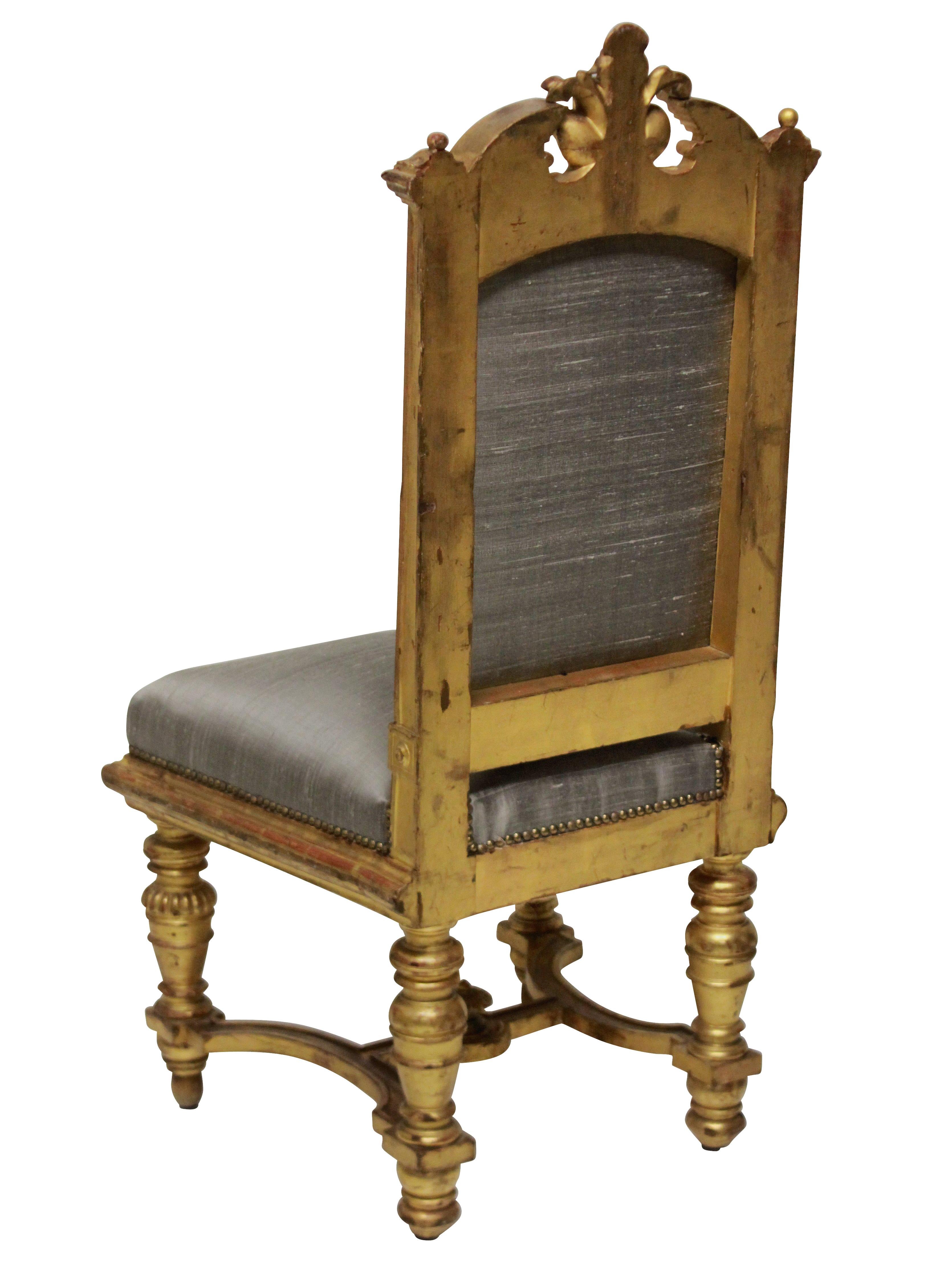 Pair of Fine Napoleon III Water Gilded Chairs In Good Condition In London, GB