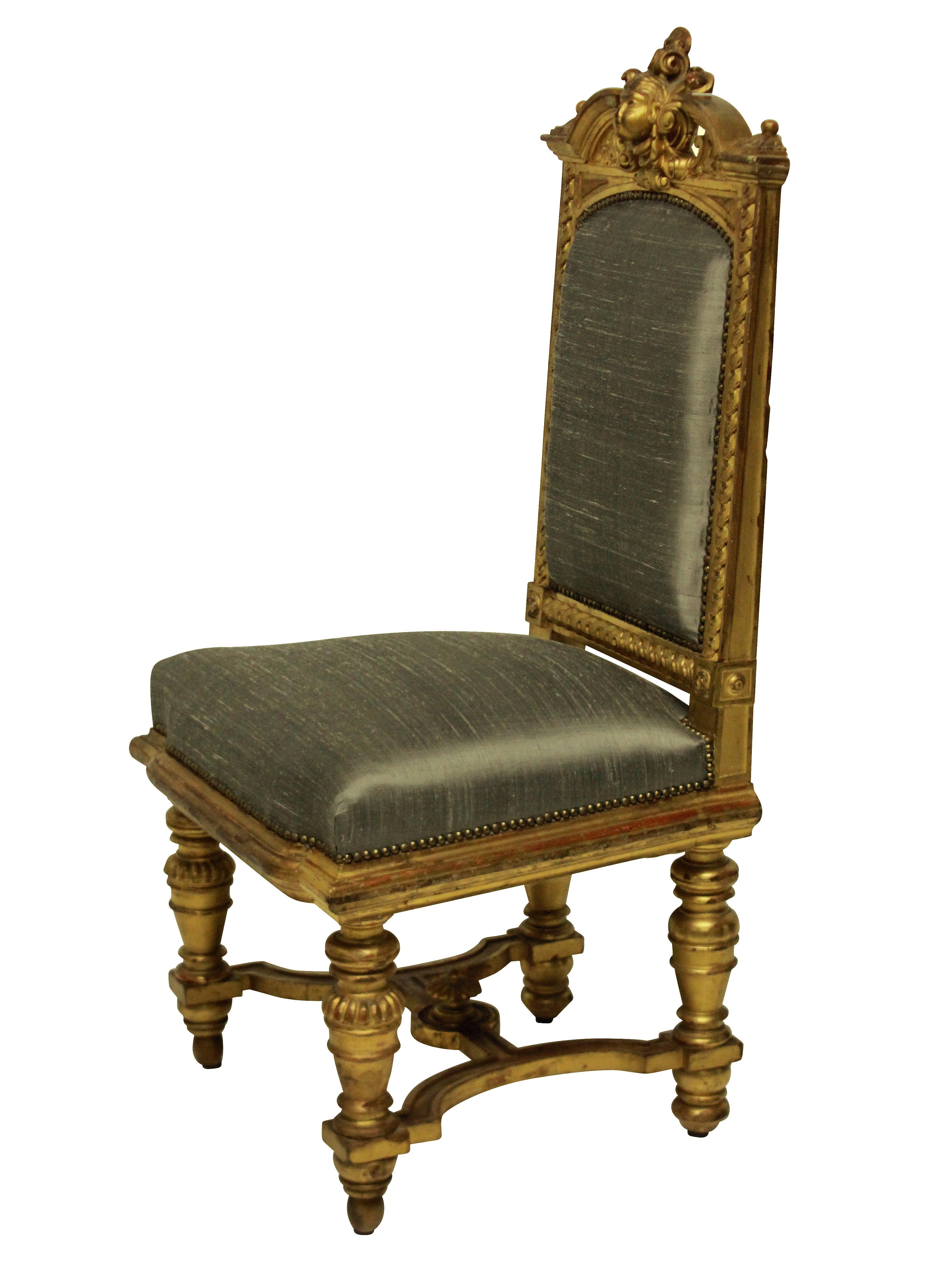 Pair of Fine Napoleon III Water Gilded Chairs In Good Condition In Kent, Dover